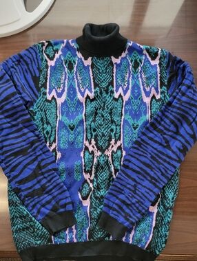 Topman Snake/Zebra Print Turtleneck Sweater
